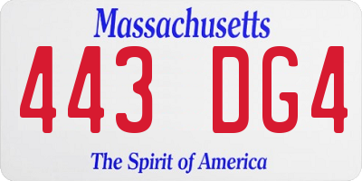 MA license plate 443DG4