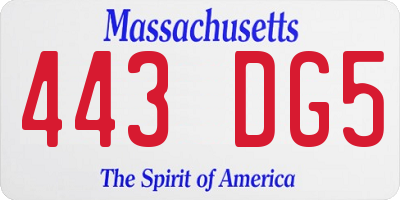 MA license plate 443DG5