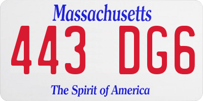 MA license plate 443DG6