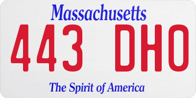MA license plate 443DH0