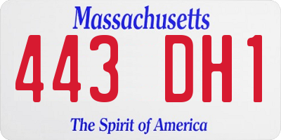 MA license plate 443DH1
