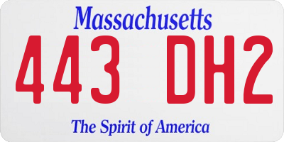 MA license plate 443DH2
