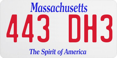 MA license plate 443DH3