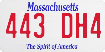 MA license plate 443DH4