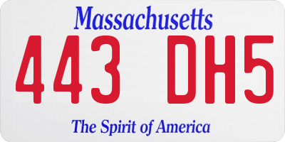 MA license plate 443DH5