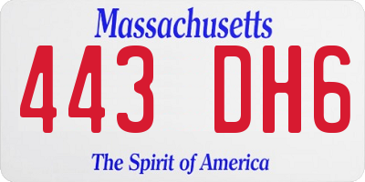 MA license plate 443DH6