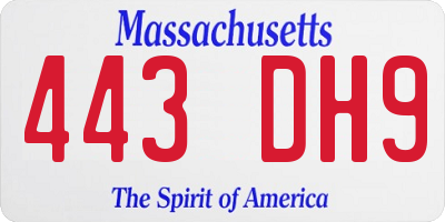 MA license plate 443DH9