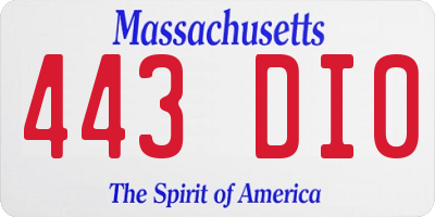 MA license plate 443DI0