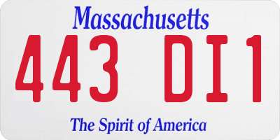 MA license plate 443DI1