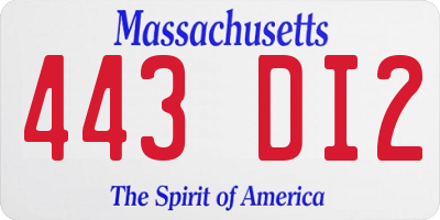 MA license plate 443DI2