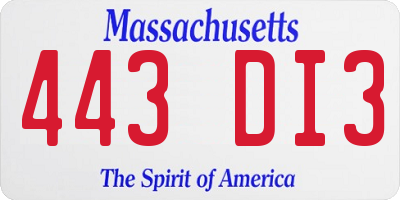 MA license plate 443DI3