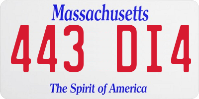 MA license plate 443DI4