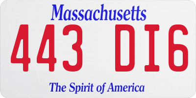 MA license plate 443DI6