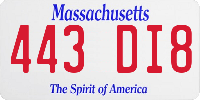 MA license plate 443DI8