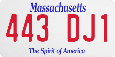 MA license plate 443DJ1