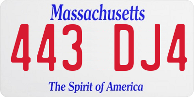 MA license plate 443DJ4