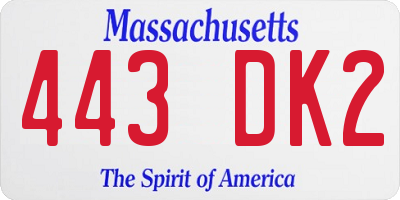 MA license plate 443DK2