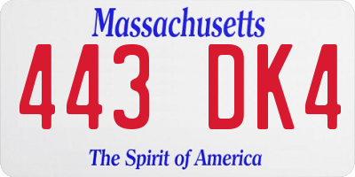 MA license plate 443DK4