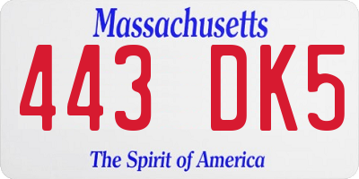 MA license plate 443DK5