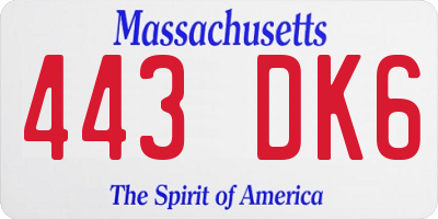 MA license plate 443DK6