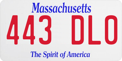 MA license plate 443DL0