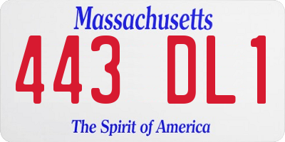 MA license plate 443DL1