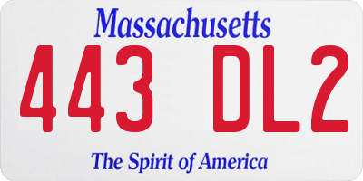 MA license plate 443DL2
