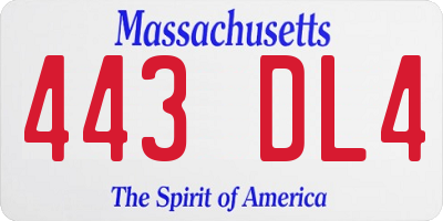 MA license plate 443DL4