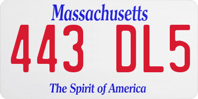 MA license plate 443DL5