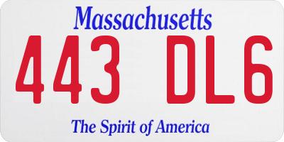 MA license plate 443DL6