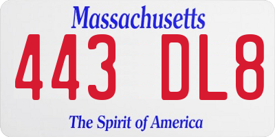 MA license plate 443DL8