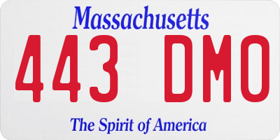 MA license plate 443DM0