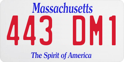 MA license plate 443DM1