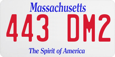 MA license plate 443DM2