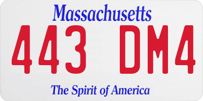 MA license plate 443DM4