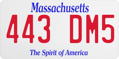 MA license plate 443DM5