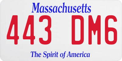MA license plate 443DM6