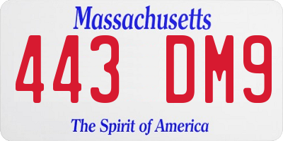 MA license plate 443DM9