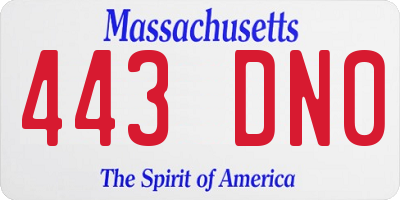 MA license plate 443DN0