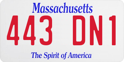 MA license plate 443DN1
