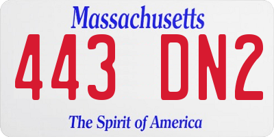 MA license plate 443DN2