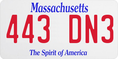 MA license plate 443DN3