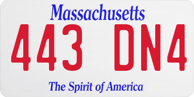 MA license plate 443DN4