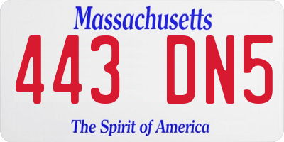 MA license plate 443DN5