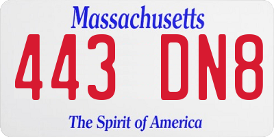 MA license plate 443DN8