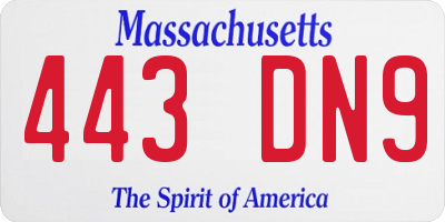 MA license plate 443DN9