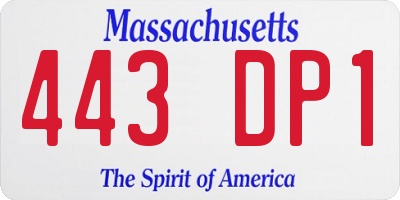 MA license plate 443DP1
