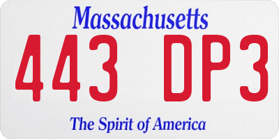 MA license plate 443DP3