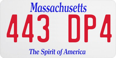 MA license plate 443DP4