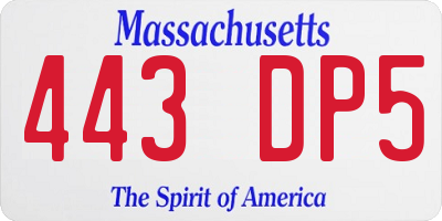 MA license plate 443DP5